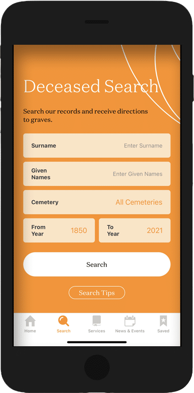 Deceased Search Page