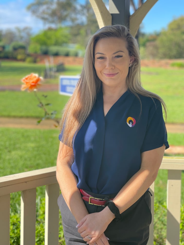 Belinda Kidwell in front of the Croatian lawn at Kemps Creel Memorial Park